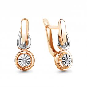 Серьги из золочёного серебра AQUAMARINE А48886-пк с фианитом А48886-пк фото