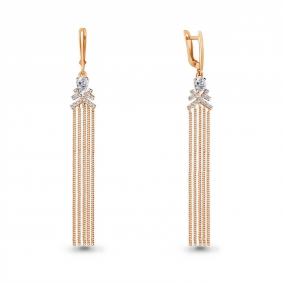 Серьги из золочёного серебра AQUAMARINE А48887А-п с фианитом А48887А-п фото