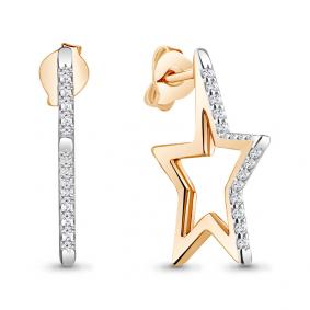 Серьги из золочёного серебра AQUAMARINE А48892А-п с фианитом А48892А-п фото