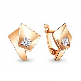 Серьги из золочёного серебра AQUAMARINE А48897А-п с фианитом А48897А-п фото