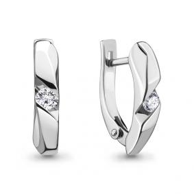 Серебряные серьги AQUAMARINE А48899 с фианитом А48899 фото