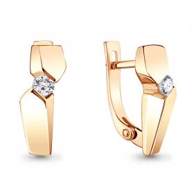 Серьги из золочёного серебра AQUAMARINE А48901А-п с фианитом А48901А-п фото