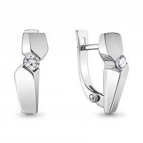Серебряные серьги AQUAMARINE А48901А с фианитом А48901А фото