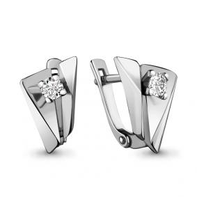 Серебряные серьги AQUAMARINE А48902А с фианитом А48902А фото