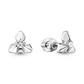 Серебряные серьги AQUAMARINE А48905 с фианитом А48905 фото