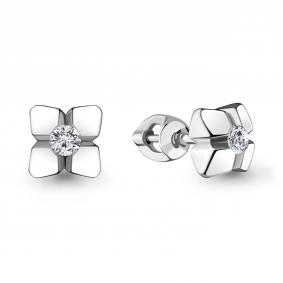 Серебряные серьги AQUAMARINE А48906 с фианитом А48906 фото