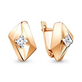 Серьги из золочёного серебра AQUAMARINE А48908А-п с фианитом А48908А-п фото