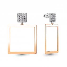 Серьги из золочёного серебра AQUAMARINE А48913А-п с фианитом А48913А-п фото