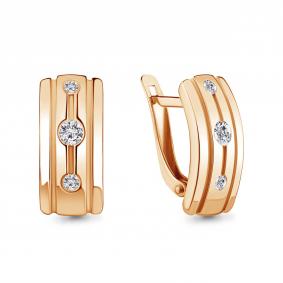 Серьги из золочёного серебра AQUAMARINE А48917А-п с фианитом А48917А-п фото