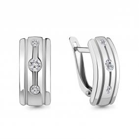 Серебряные серьги AQUAMARINE А48917А с фианитом А48917А фото