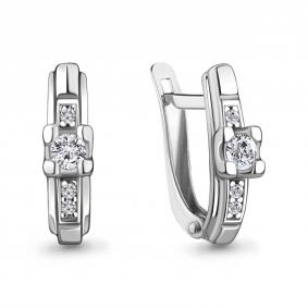 Серебряные серьги AQUAMARINE А48929А с фианитом А48929А фото
