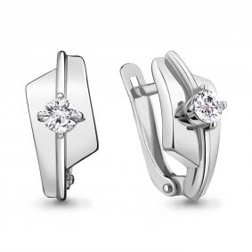 Серебряные серьги AQUAMARINE А48976А с фианитом А48976А фото
