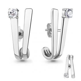 Серебряные серьги AQUAMARINE А48977А с фианитом А48977А фото