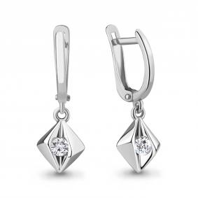 Серебряные серьги AQUAMARINE А48981 с фианитом А48981 фото