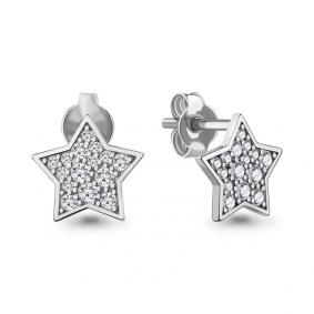 Серебряные серьги AQUAMARINE А490000 с фианитом А490000 фото