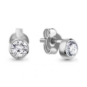 Серебряные серьги AQUAMARINE А490003 с фианитом А490003 фото