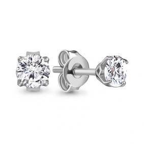 Серебряные серьги AQUAMARINE А490008 с фианитом А490008 фото