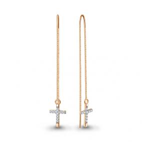 Серьги-кресты из золочё ного серебра AQUAMARINE с фианитом А490015-п А490015-п фото