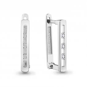 Серебряные серьги AQUAMARINE А490019 с фианитом А490019 фото