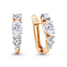 Серьги из золочёного серебра AQUAMARINE А49044А-п с фианитом А49044А-п фото