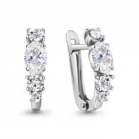 Серебряные серьги AQUAMARINE А49044А с фианитом А49044А фото