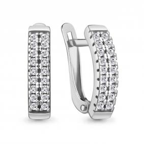 Серебряные серьги AQUAMARINE А49080А с фианитом А49080А фото