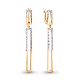 Серьги из золочёного серебра AQUAMARINE А49081А-п с фианитом А49081А-п фото