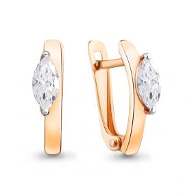 Серьги из золочёного серебра AQUAMARINE А49083-п с фианитом А49083-п фото