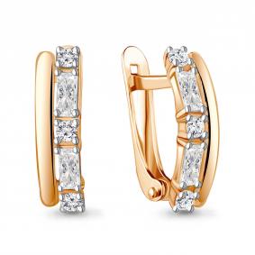 Серьги из золочёного серебра AQUAMARINE А49093А-п с фианитом А49093А-п фото