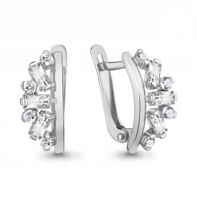 Серебряные серьги AQUAMARINE А49136А с фианитом А49136А фото