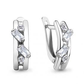 Серебряные серьги AQUAMARINE А49137А с фианитом А49137А фото