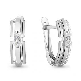Серебряные серьги AQUAMARINE А49138 с фианитом А49138 фото