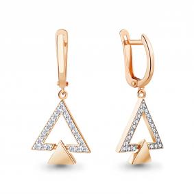 Серьги из золочёного серебра AQUAMARINE А49151А-п с фианитом А49151А-п фото