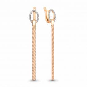 Серьги из золочёного серебра AQUAMARINE А49180А-п с фианитом А49180А-п фото