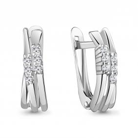 Серебряные серьги AQUAMARINE А49184А с фианитом А49184А фото