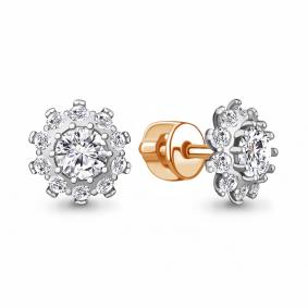 Серьги из золочёного серебра AQUAMARINE А49195А-п с фианитом А49195А-п фото
