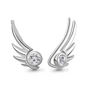 Серебряные серьги AQUAMARINE А49206А с фианитом А49206А фото