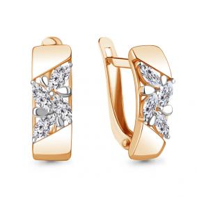 Серьги из золочёного серебра AQUAMARINE А49218-п с фианитом А49218-п фото