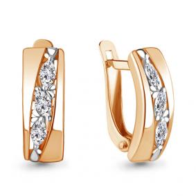 Серьги из золочёного серебра AQUAMARINE А49220-п с фианитом А49220-п фото