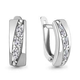Серебряные серьги AQUAMARINE А49220 с фианитом А49220 фото