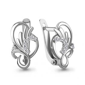 Серебряные серьги AQUAMARINE А49225А с фианитом А49225А фото