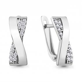 Серебряные серьги AQUAMARINE А49239А с фианитом А49239А фото