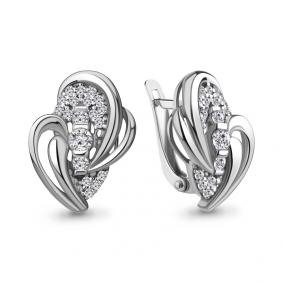 Серебряные серьги AQUAMARINE А49257А с фианитом А49257А фото