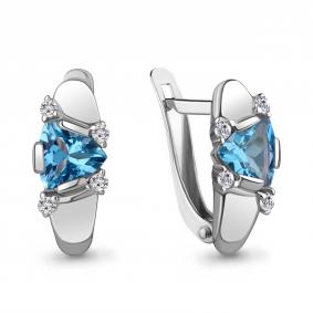 Серебряные серьги AQUAMARINE А4926505А с топазом и фианитом А4926505А фото