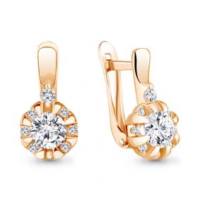 Серьги из золочёного серебра AQUAMARINE А49303А-п с фианитом А49303А-п фото