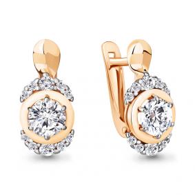 Серьги из золочёного серебра AQUAMARINE А49307А-п с фианитом А49307А-п фото