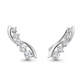 Серебряные серьги AQUAMARINE А49333А с фианитом А49333А фото
