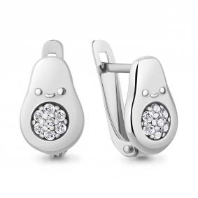 Серебряные серьги AQUAMARINE А49338А с фианитом А49338А фото