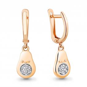 Серьги из золочёного серебра AQUAMARINE А49339А-п с фианитом А49339А-п фото