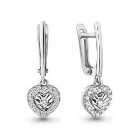 Серебряные серьги AQUAMARINE А49340А с фианитом А49340А фото